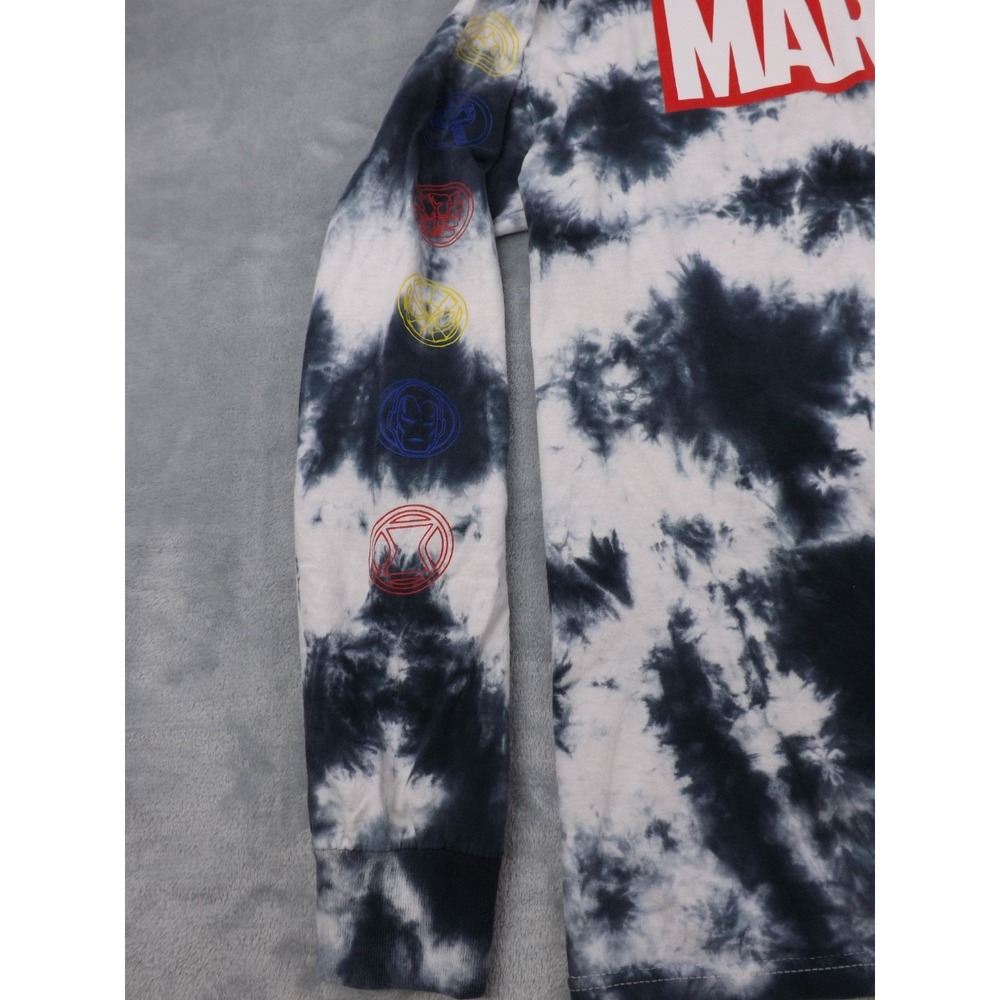 Marvel Tie Dye Long Sleeve Shirt Men's Size M Black/White/Multi Super Heroes - Picture 2 of 16